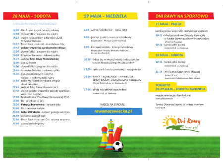Ulotka Dni Rawy Mazowieckiej 2016